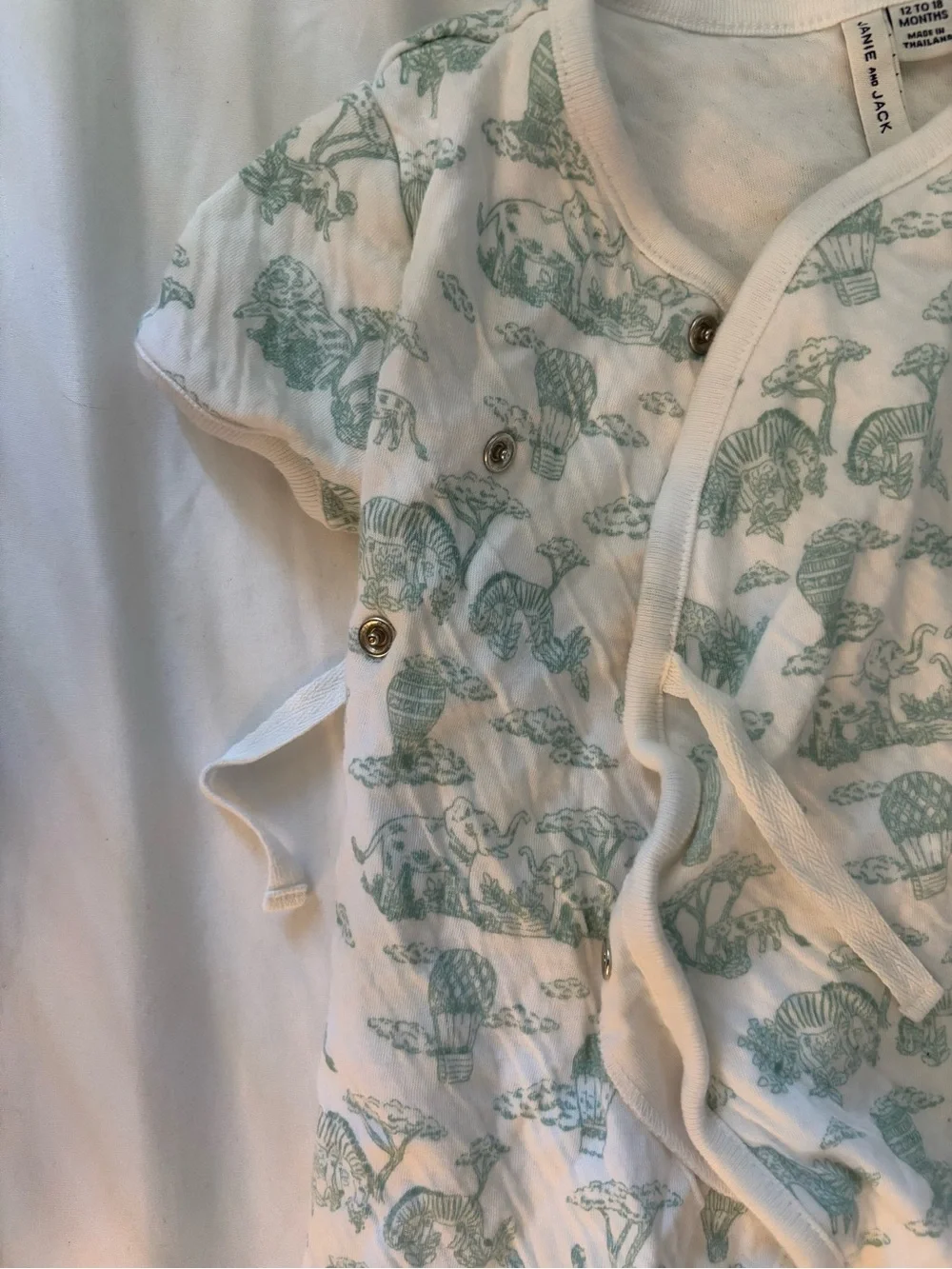 Unisex Infant Green Printed Kimono Style Wrap Top - Janie & Jack
